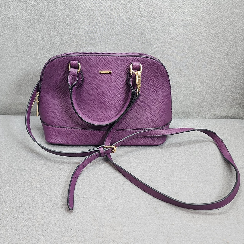 LOVEVOOK Dome Satchel Purple Vegan Leather Crossbody Bag Gold Hardware Womens M